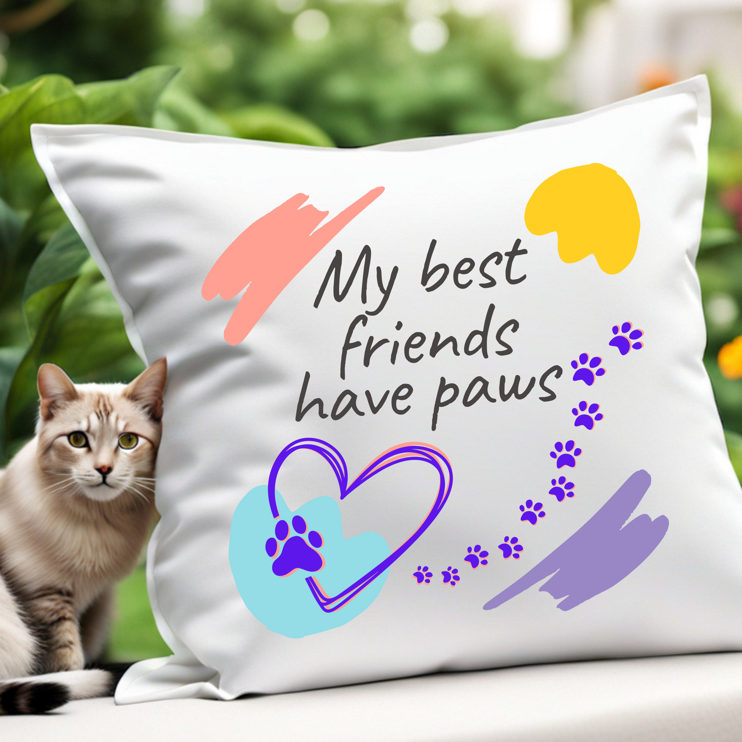 CatLady Tote with Whimsical "My Best Friends Have Paws" Design, Pretty, Practical Canvas Bag, Dog Mom Cat Lover Gift