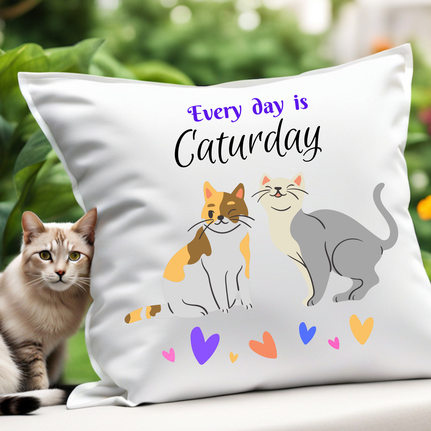 Pink "Every day is Caturday" CatLady Canvas Tote, Pretty & Practical Pet Lover Cat Lady Gift, Birthday Christmas Mom Gift