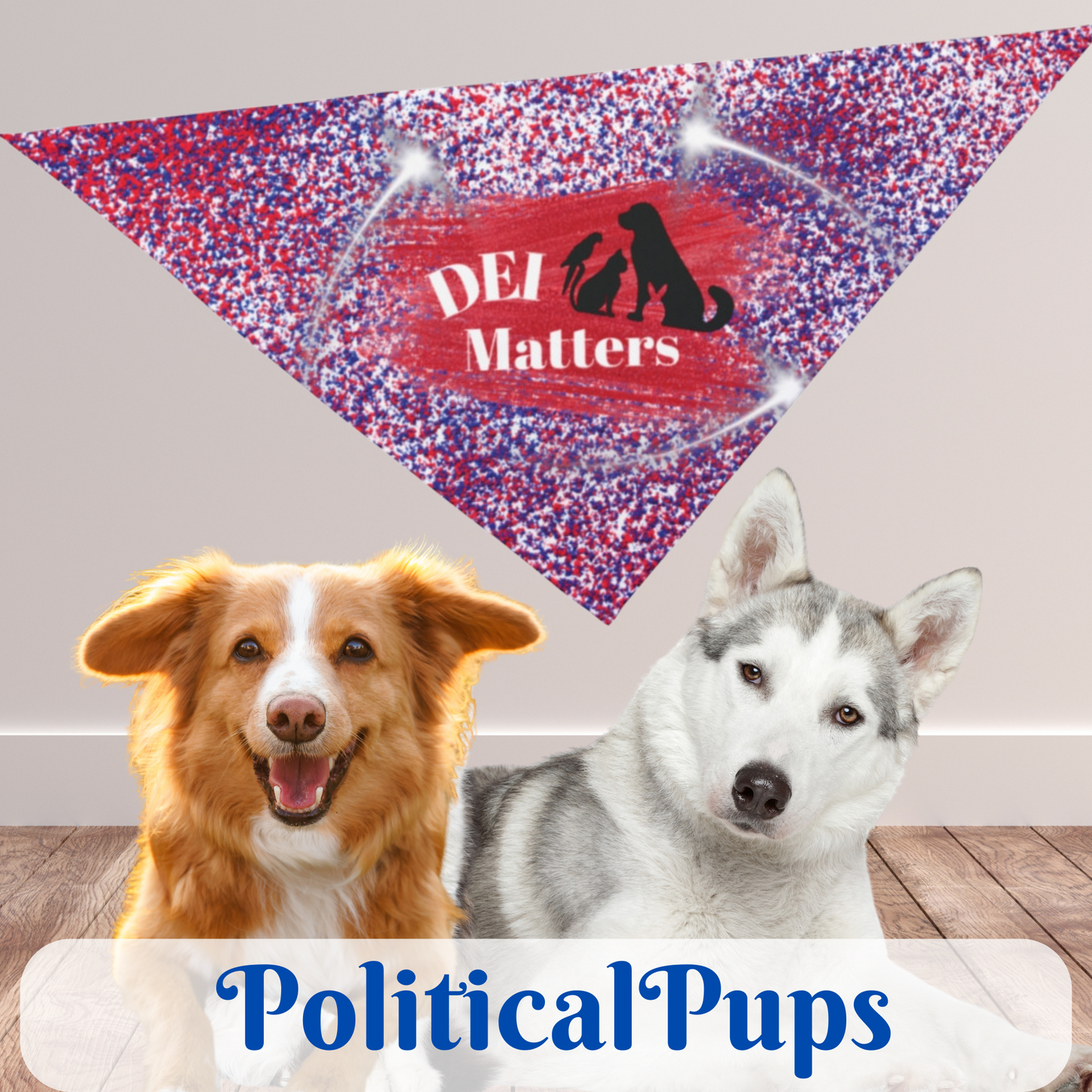 Pro-Democracy Pet Bandana With DEI MATTERS Slogan Celebrates Diversity For People And Pets Patriotic Blue Star-Spangled Design Dog Mom Gift