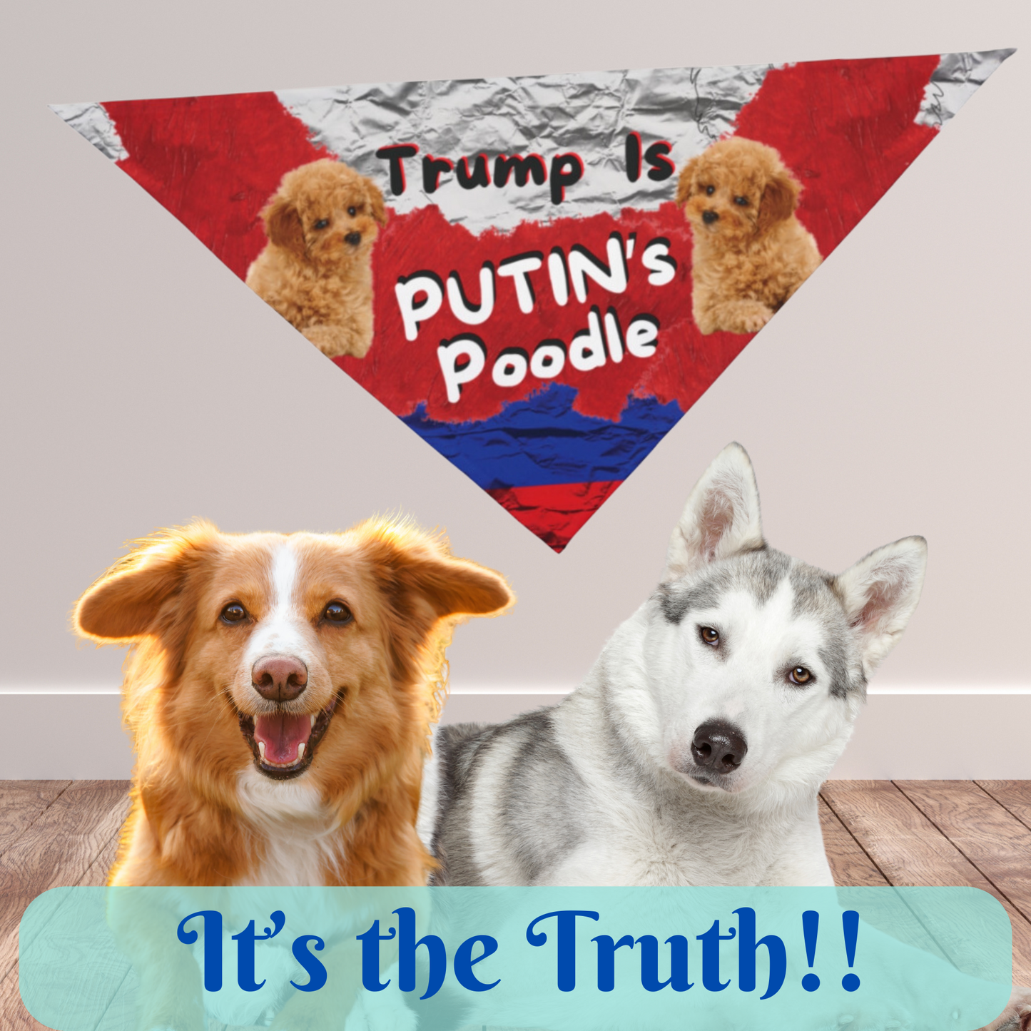Pro-Democracy Political Pet Bandana With Fun PUTIN's PUPPET Slogan Perfect For Anti-Fascist Peaceful Protests And Dog Walks Political Dog Mom Gift