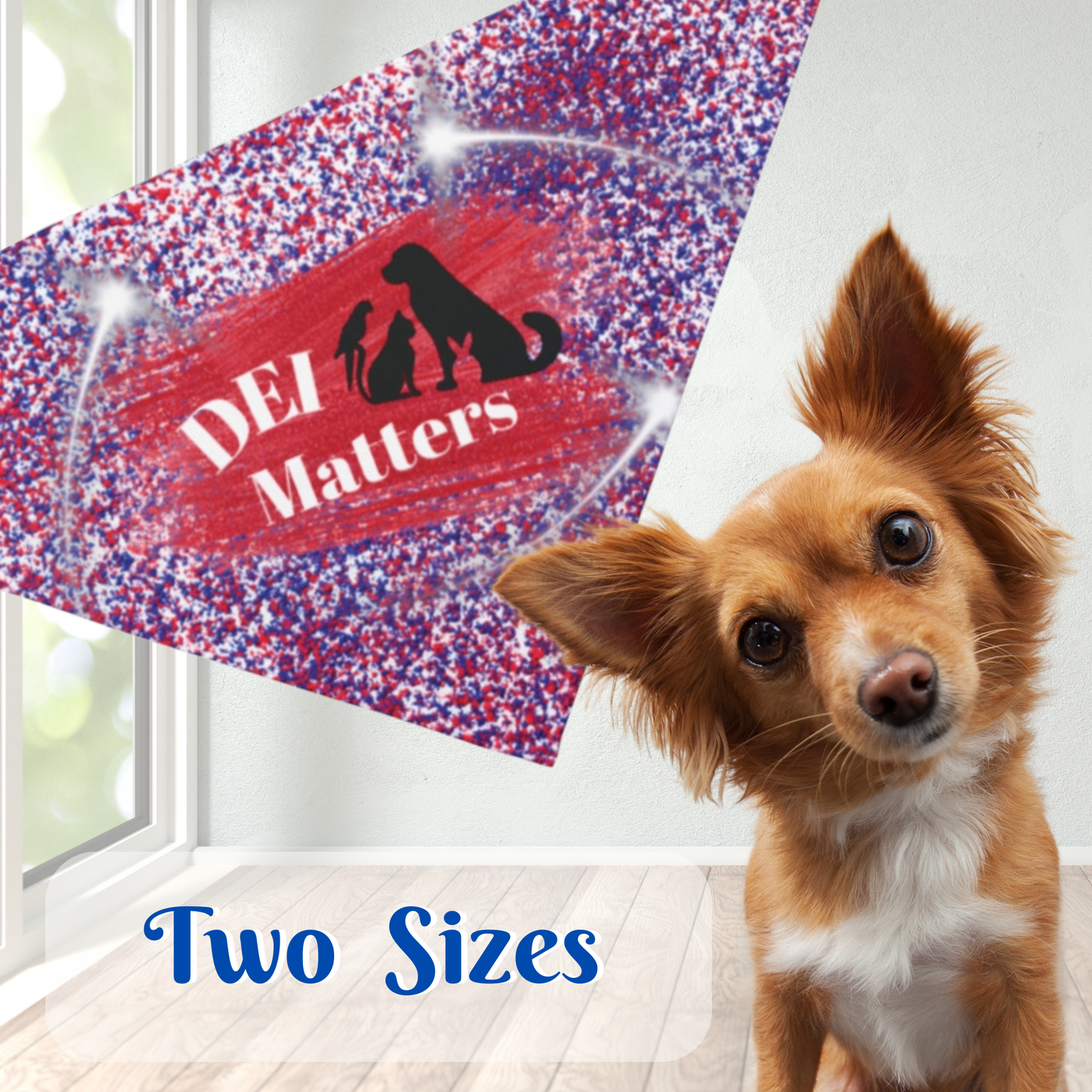 Pro-Democracy Pet Bandana With DEI MATTERS Slogan Celebrates Diversity For People And Pets Patriotic Blue Star-Spangled Design Dog Mom Gift