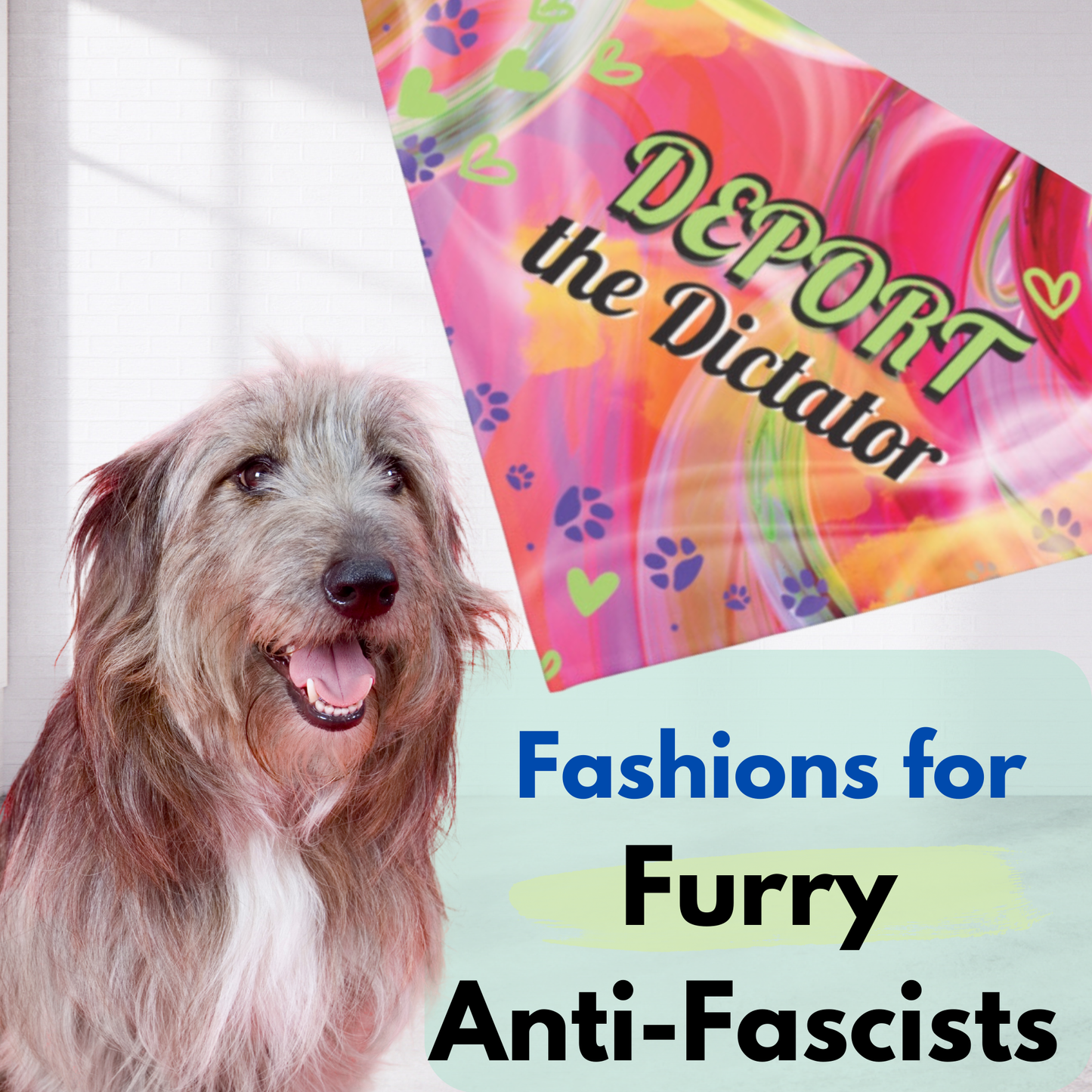 Vibrant Pink Pet Bandana For Political Pups With DEPORT THE DICTATOR Slogan And Attention-Getting Design Great For Peaceful Protests Parties And Dog Park Outings