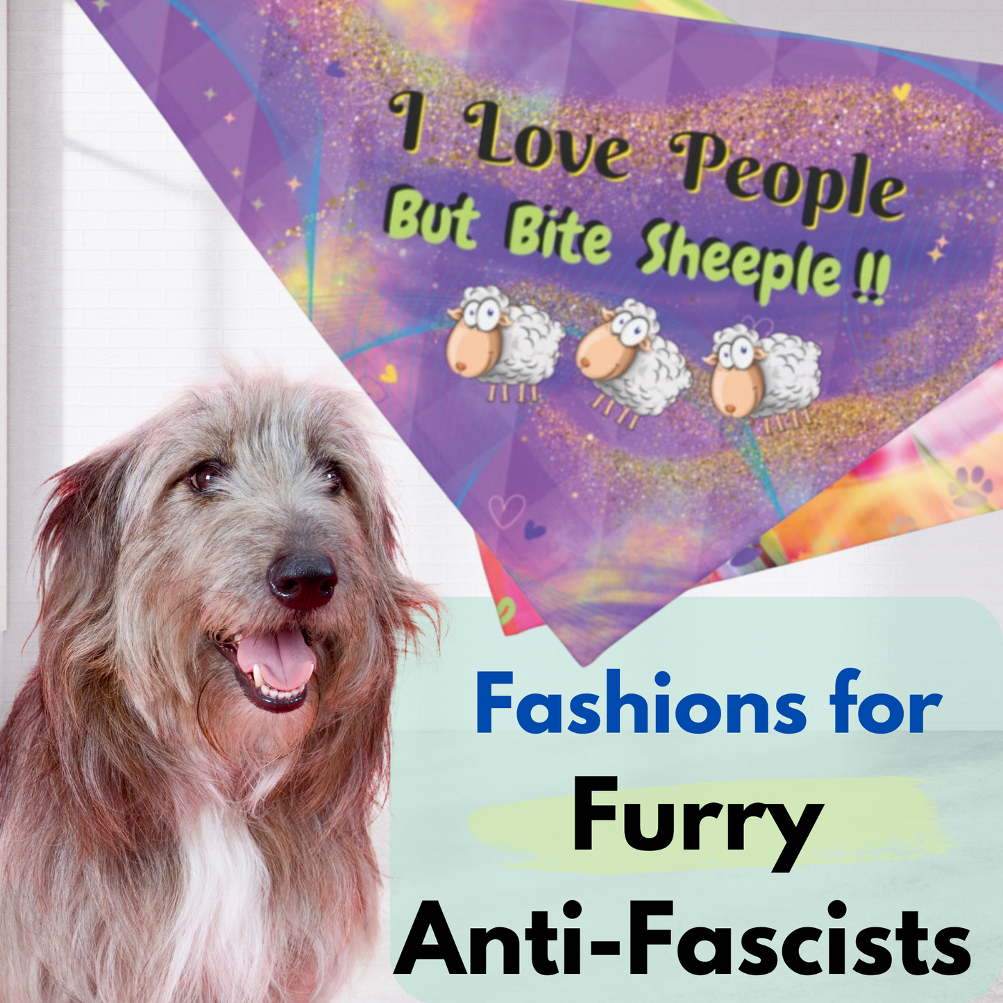 Playful Purple Pro-Democracy Pet Bandana Offers A Gentle Scolding To MAGA Neighbors Guilty Of Supporting Fascism And "Group Think" Great For Parties And Pro-Democracy Gatherings
