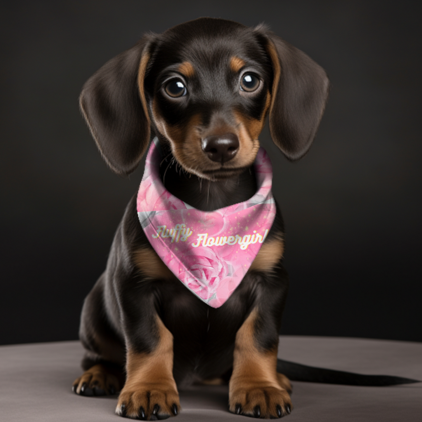 Pink Floral "Fluffy Flowergirl" Pet Bandana, Bridal Shower Engagement Party, Gift For Bride, Groom, CatLady Dog Mom