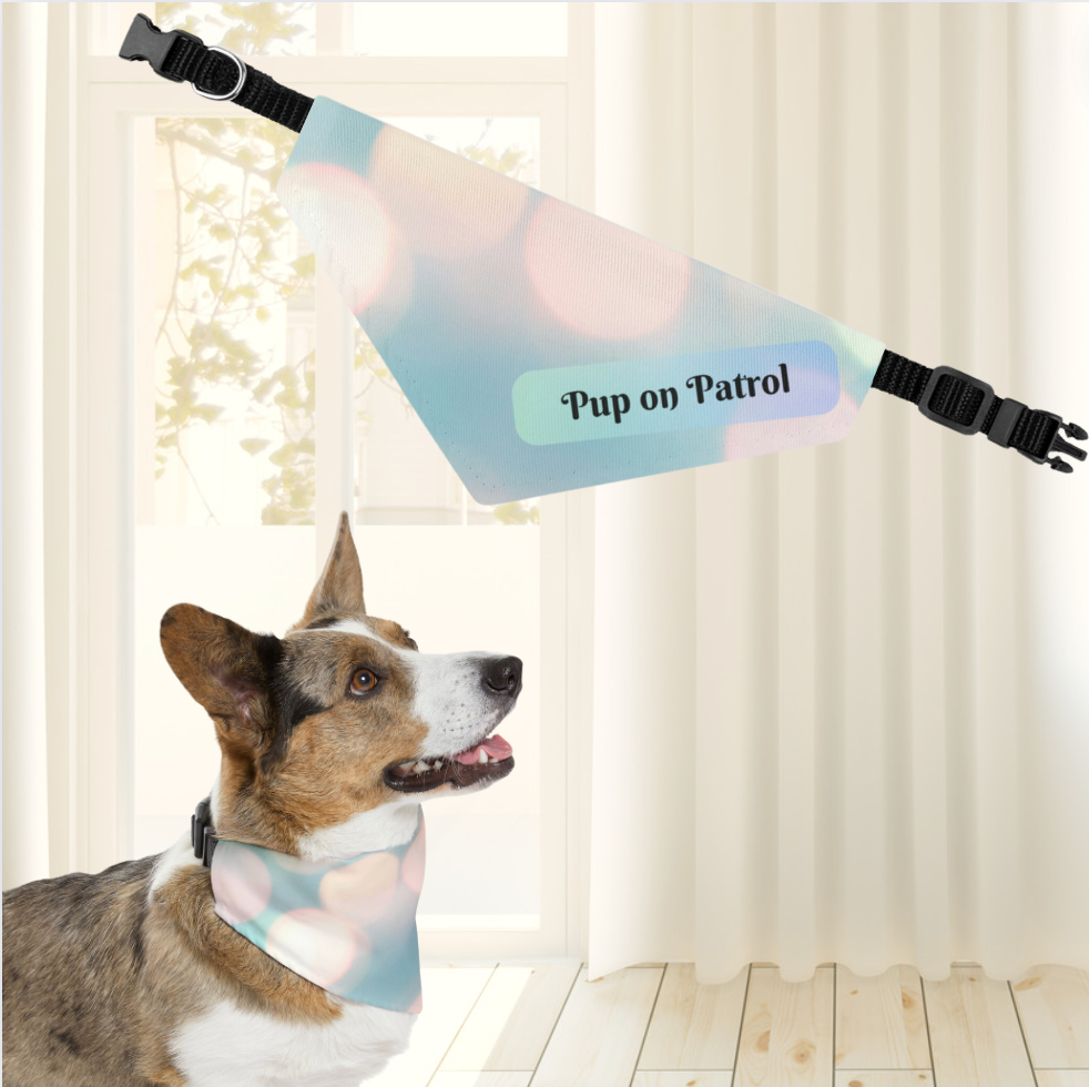 Cute "Pup on Patrol" Pet Bandana COLLAR, Decorative Sublimation Design, Pet Lover Dog Mom Gift, Easy On & Off Buckle, 4 Sizes