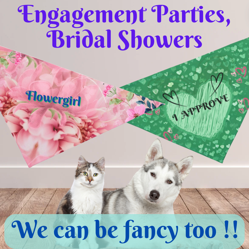 Emerald Green "I Approve" Bridal Pet Bandana, Engagement Wedding Partywear for Cats Dogs, Gift for Pet Lover Bride Groom