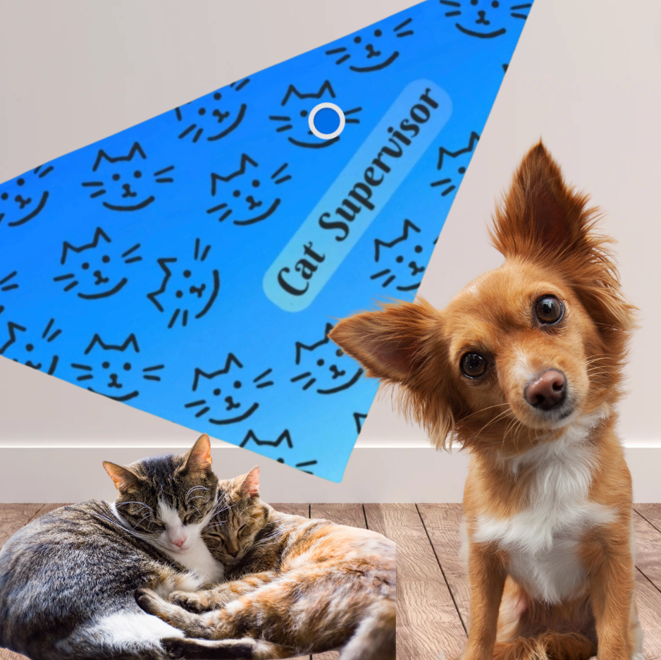 Funny "Cat Supervisor" Pet Bandana, Bright Blue Cat Lover Design, CatLady Dog Mom Gift,