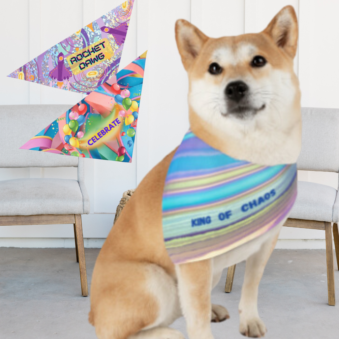 Blue and Purple Hearts "My Breed is Loverboy" Pet Bandana, Dog or Cat Partywear, Great Cat Lady Dog Mom Gift