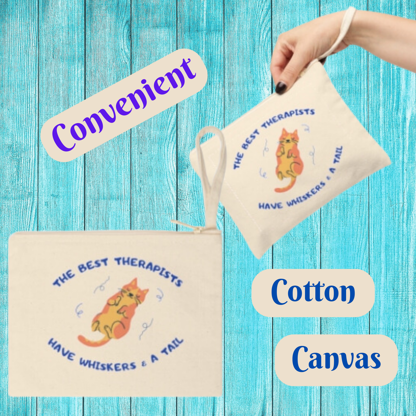 Canvas Dog Mom Tote - "Best Therapists Have Whiskers ..." Slogan