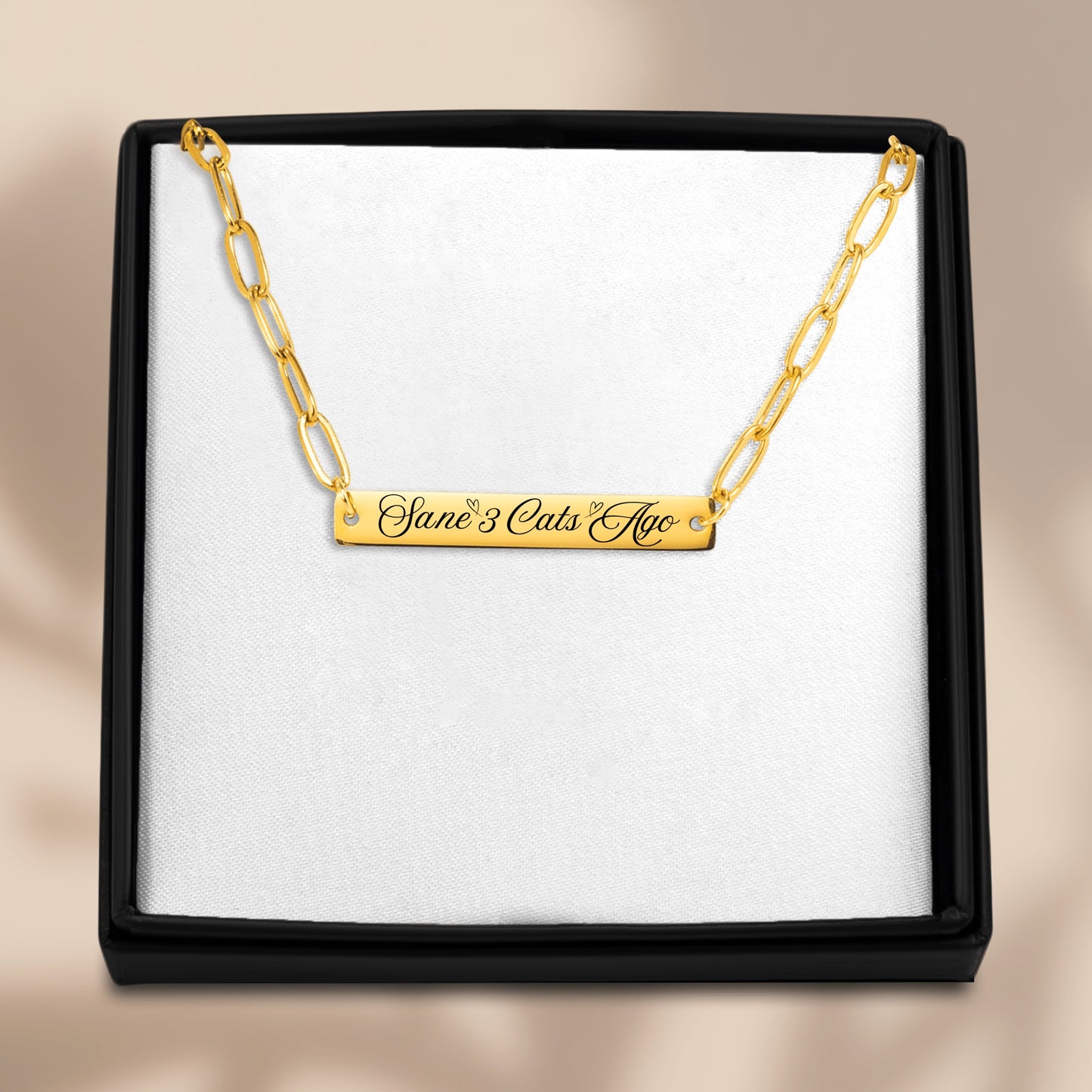 SANE 3 CATS AGO Cat Lover Necklace With Paperclip Chain Available in Gold, Rose Or Silver