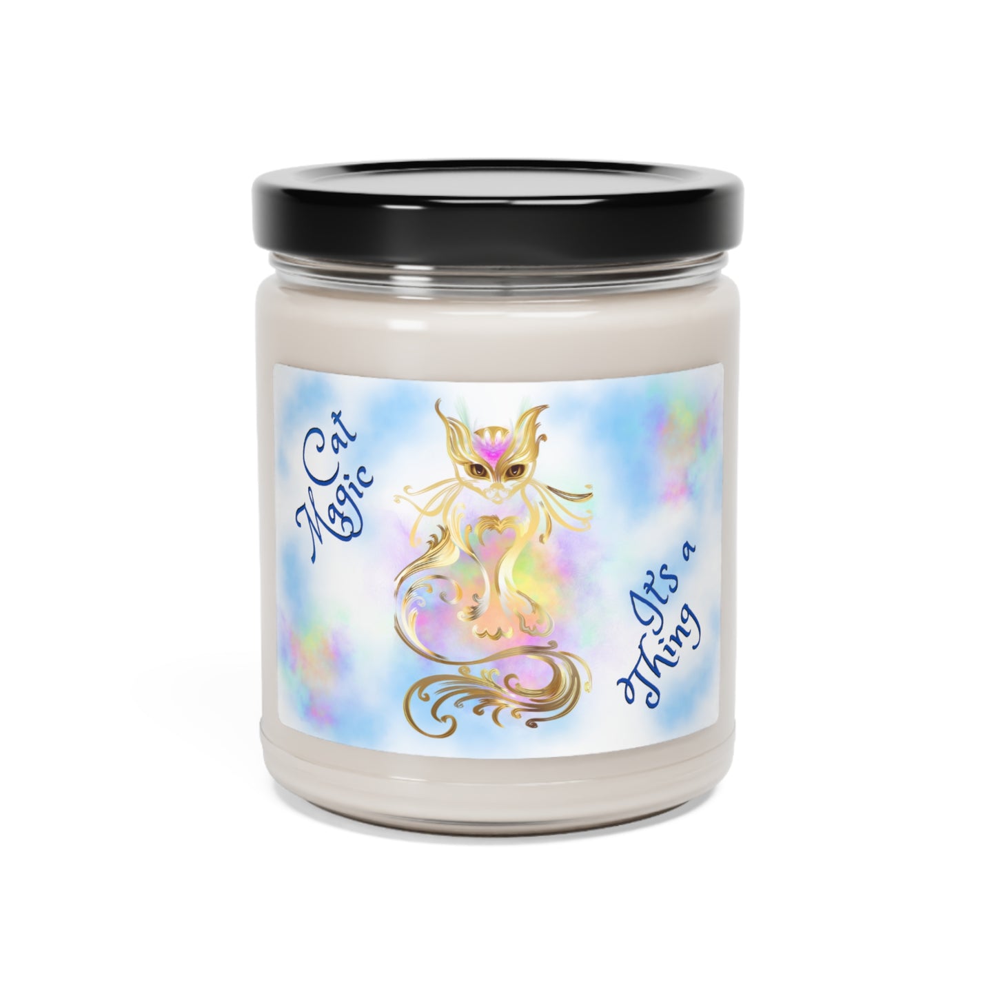 Scented Soy Candle,  Unique "Cat Magic, It's A Thing" Sublimation Design, Pet Lover Mom Gift, Kitchen Home Office Decor, 9oz