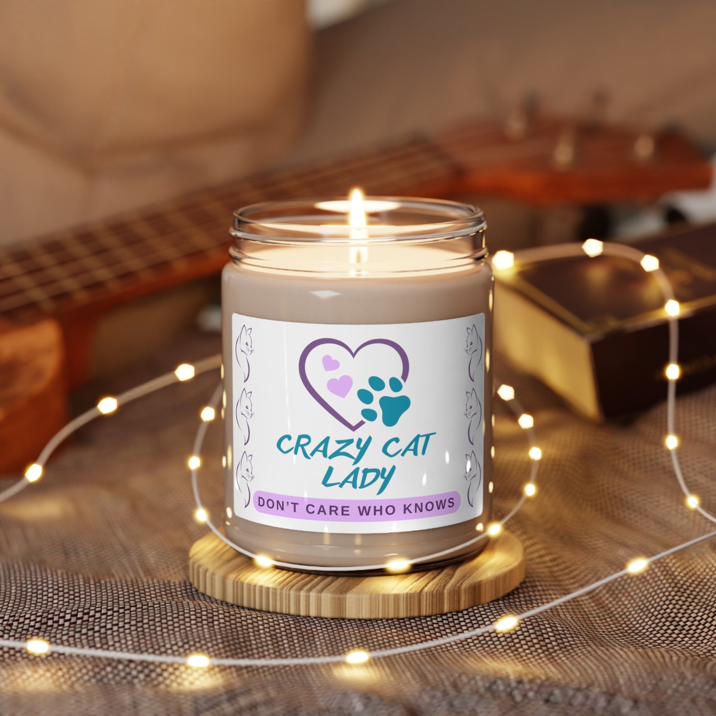 Scented Soy Candle, Fun "Crazy Cat Lady" Sublimation Design, Cat Lover Pet Lover Mom Gift, Kitchen Home Office Decor,  Four Fragrances, 9oz