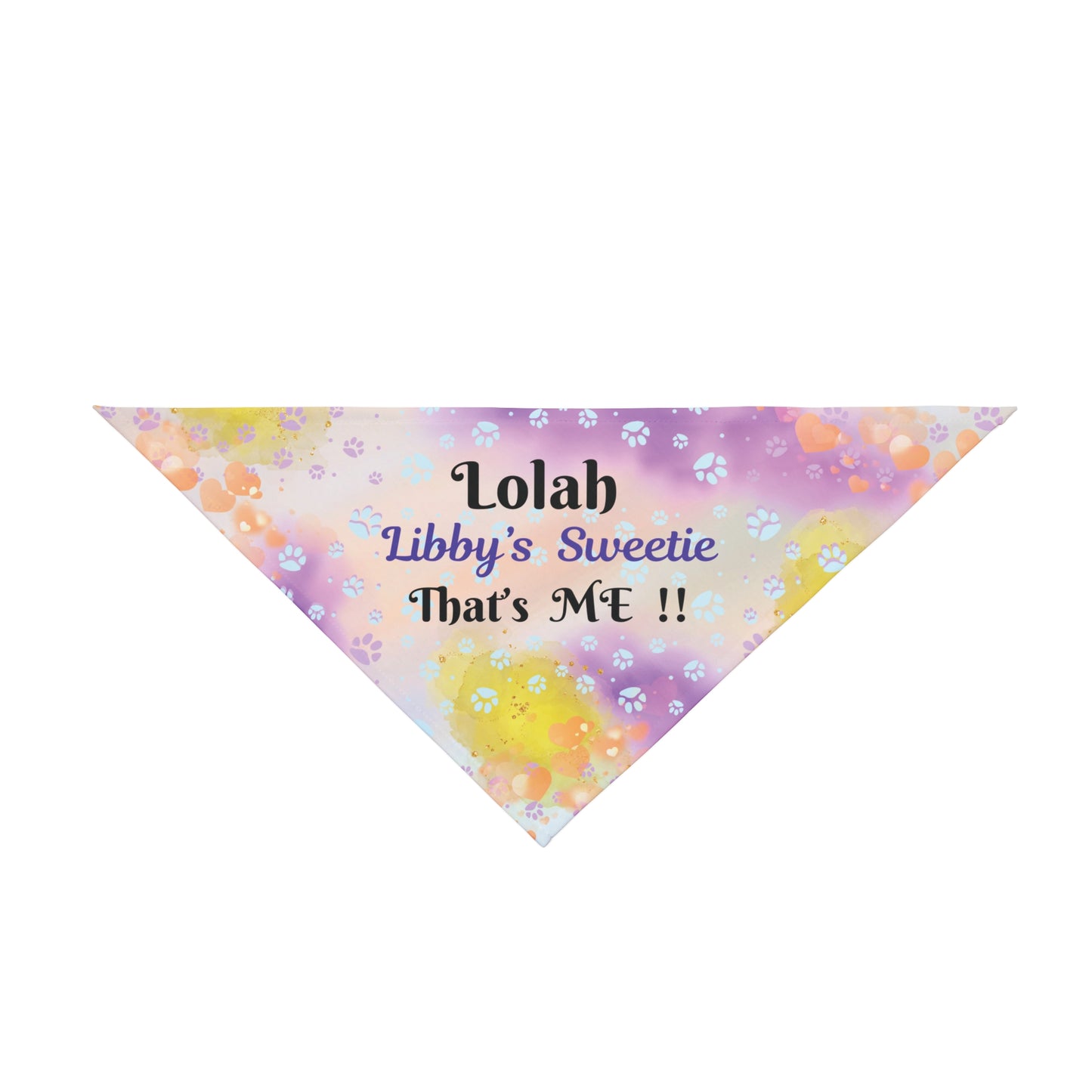 Touch-of-Purple Customizable Pet Bandana, Replace "Lolah, Libby's Sweetie" with Your Dog's Name and Your Own or Write a Unique Slogan, Terrific Personalized Pet Lover Dog Mom Gift