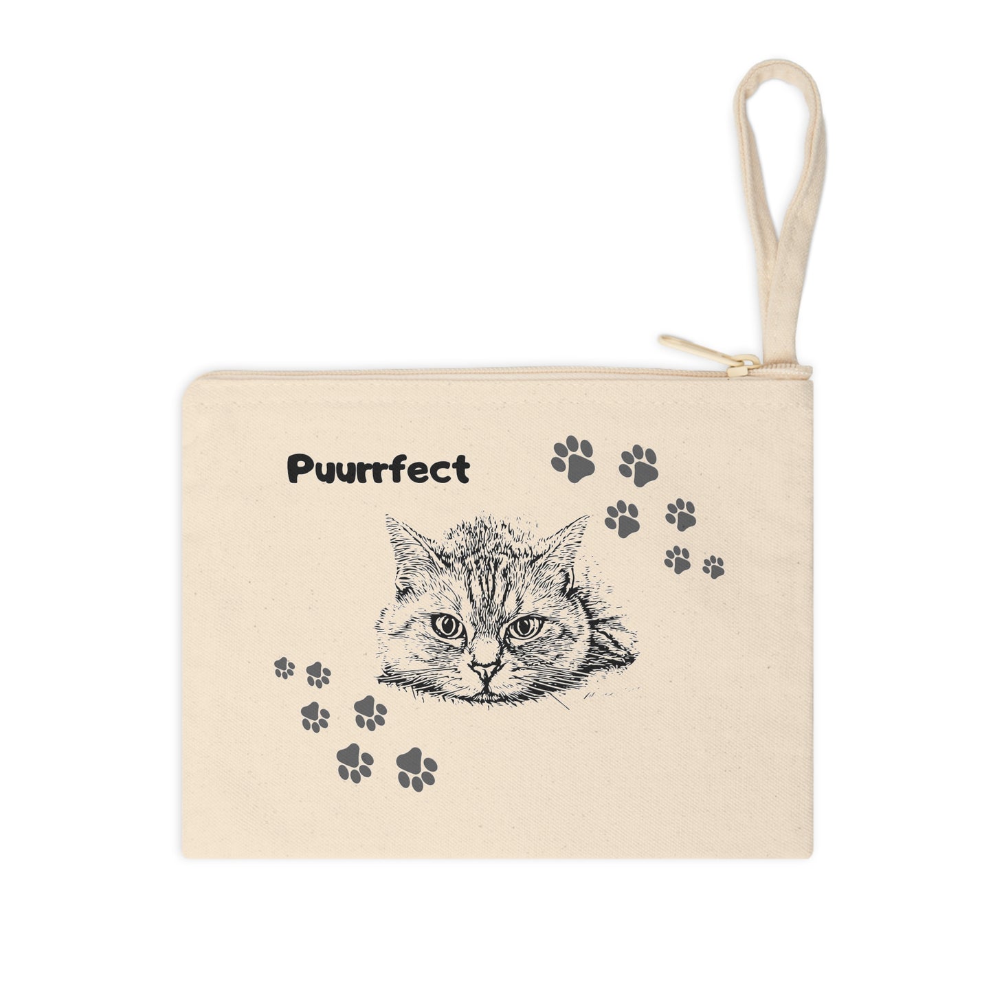 Canvas Wrist Purse for On-the-Go Cat Ladies - "Puurrfect" slogan/design