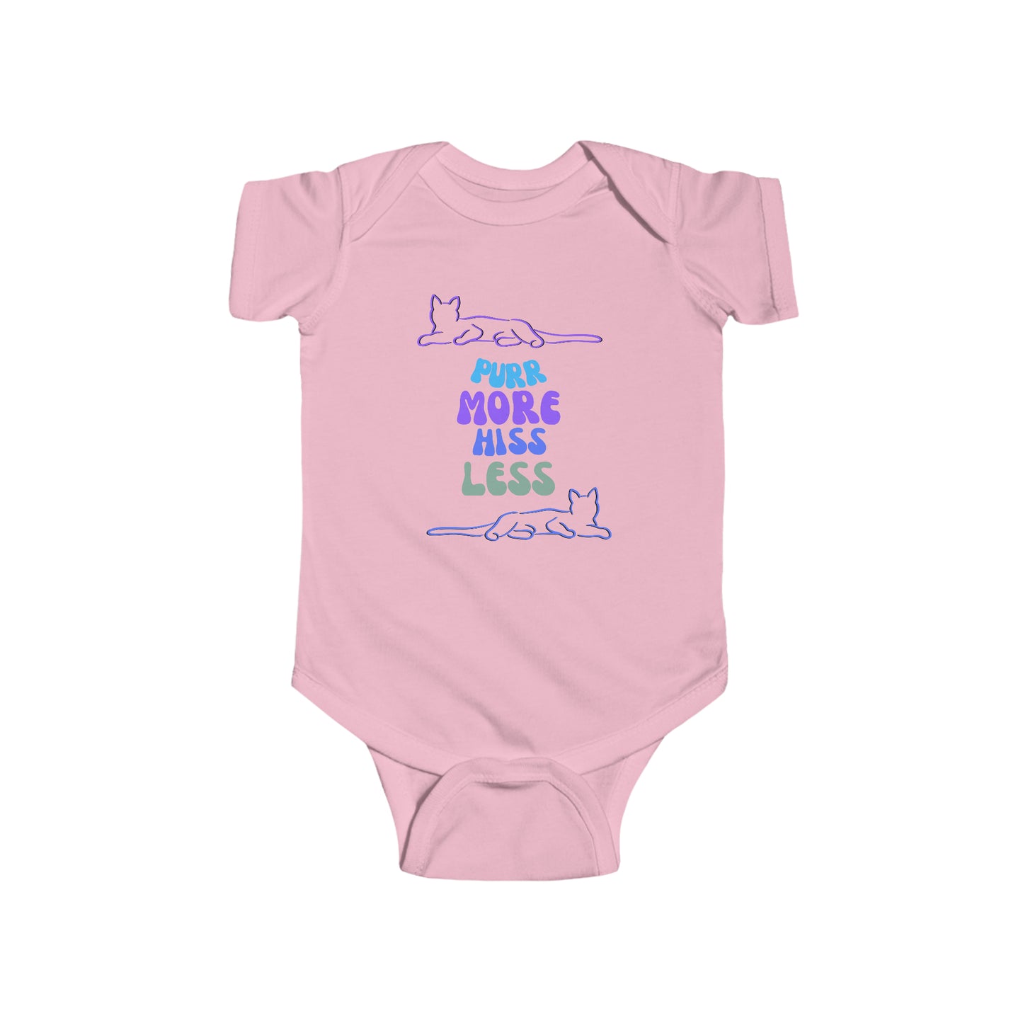 "Cat-Lady Grandma" Baby Bodysuit, "Purr More Hiss Less" Design, Cat Lover Mom Grandma Gift, 4 Colors