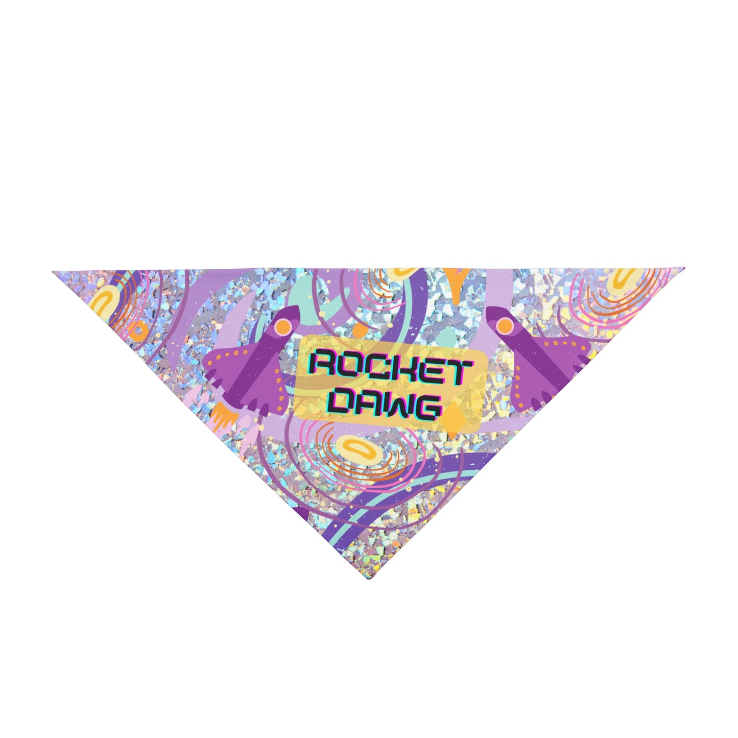 FurryFashionista Pet Bandana - Funny "Rocket Dawg" Sublimation Design, Purpe Rockship Style