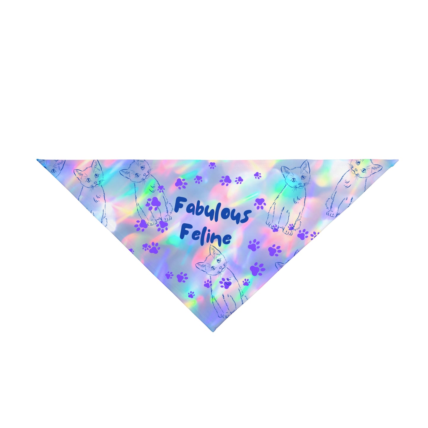 FurryFashionista Cat Bandana, "Fabulous Feline" Purple Pawprints Sublimation Design