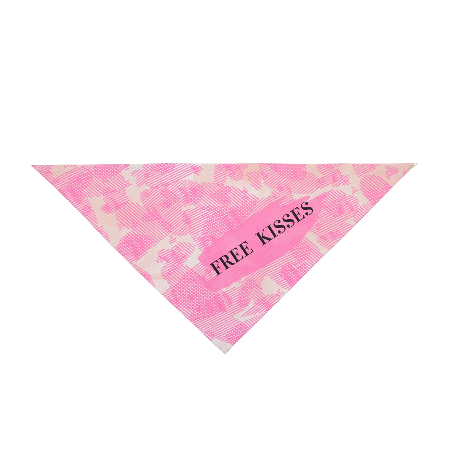 FurryFashionista Pet Bandana - "Free Kisses" Motif, Bright Pink