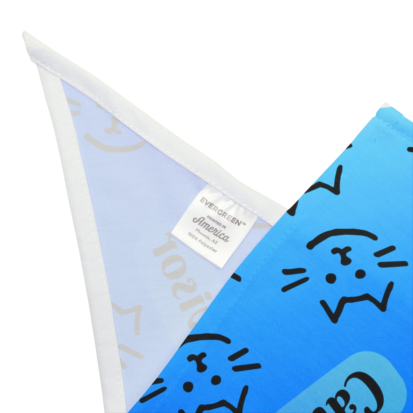 FurryFashionista Pet Bandana, "Cat Supervisor" Style, Bright Blue Sublimation Design, Fun Cat Patternn