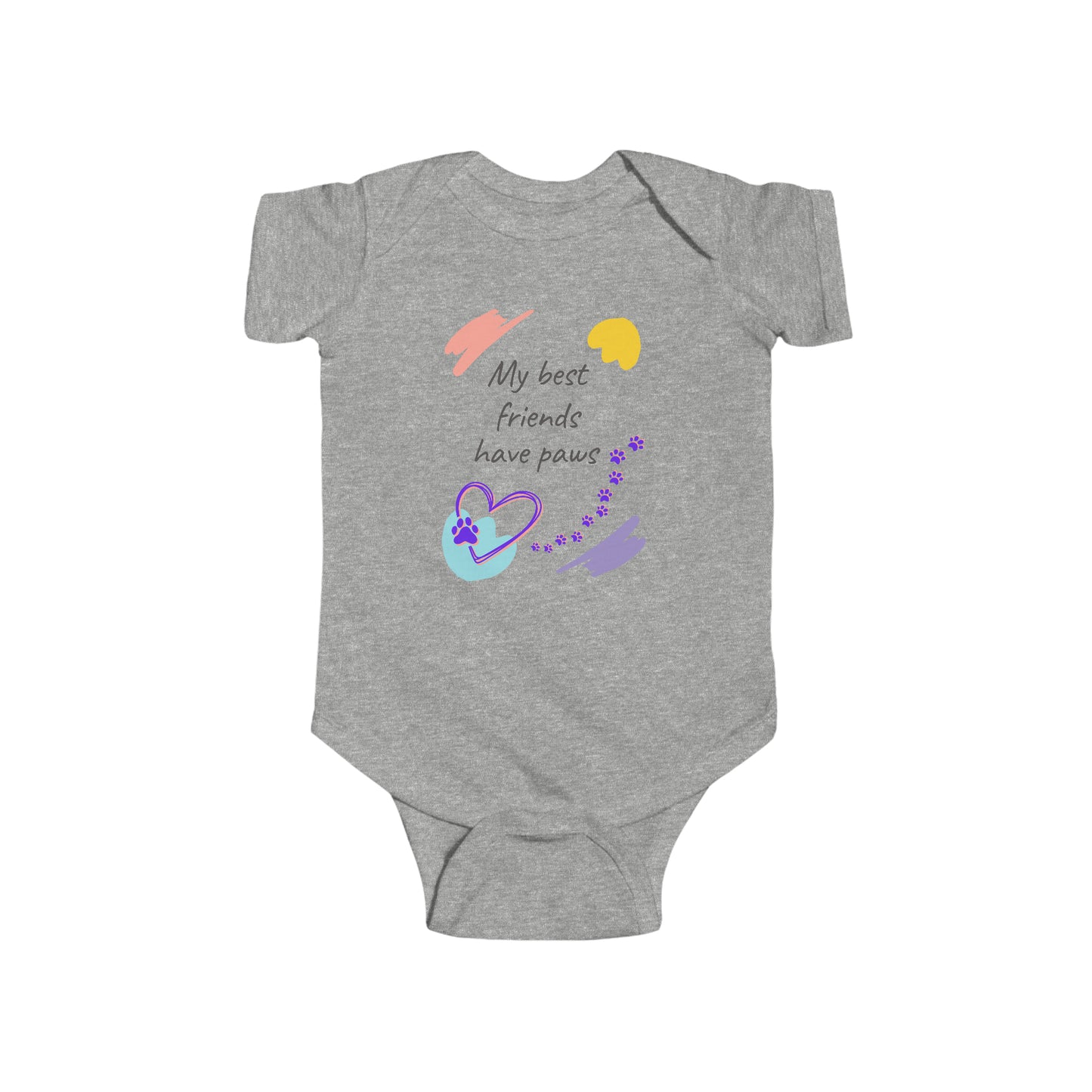"Cat-Lady Grandma" Baby Bodysuit, "My Best Friends Have Paws" Design, Cat Lover Mom Gift, 4 Colors