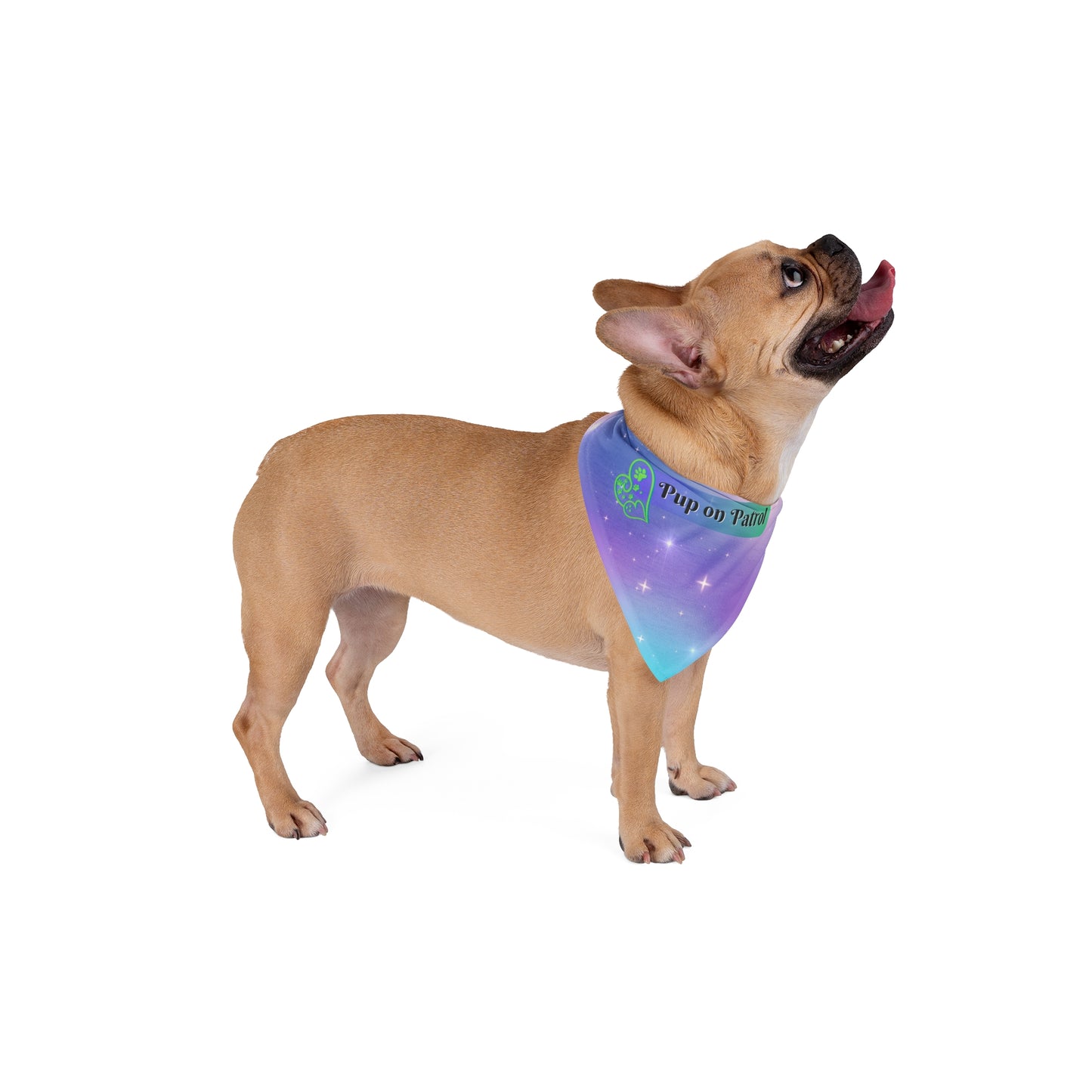 FurryFashionista Pet Bandana - "Pup on Patrol" Slogan, StarryPurple Design