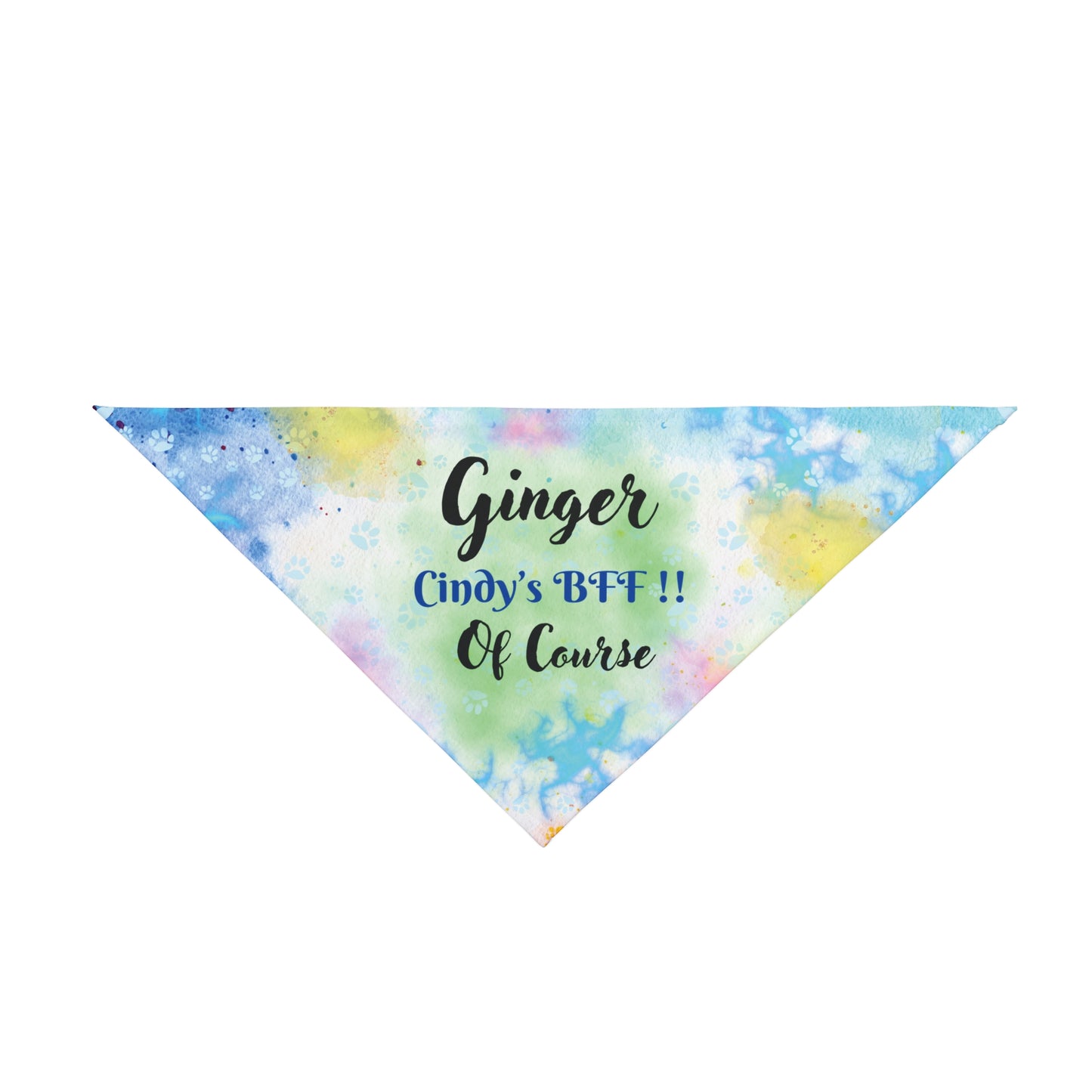 Pastel Tie-Dye Styled Customizable Pet Bandana, Personalize with Dog & Human Names, "Cindy's BFF Of Course" or Something Different, Easy-to-Customize Personal Pet Lover Dog Mom Gift, Special Occasion Birthday Gift for Mom