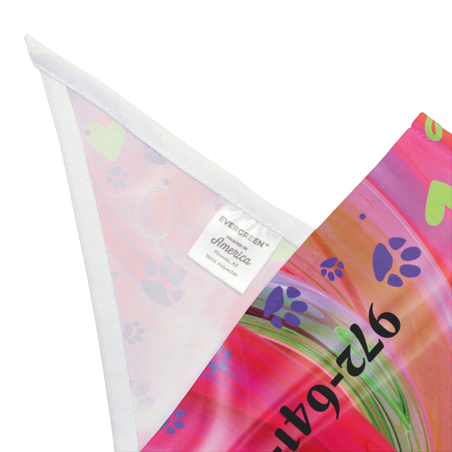 Customizable Pink-n-Red Abstract Pet Bandana with "Am I Lost?" Text, Easily Customize with Dog Name and Phone Number for a Bright, Personalized Safety Net, Unique Pet Lover Dog Mom Gift