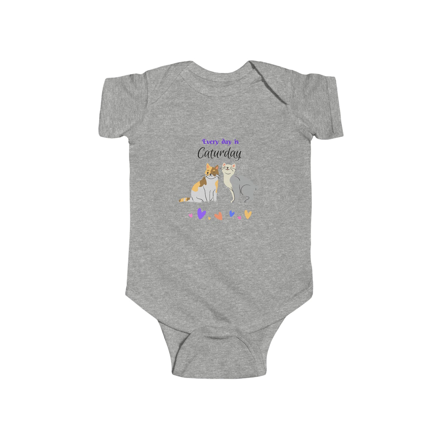"Cat-Lady Grandma" Baby Bodysuit, "Every day is Caturday" Design, Cat Lover Mom Gift, 4 Colors
