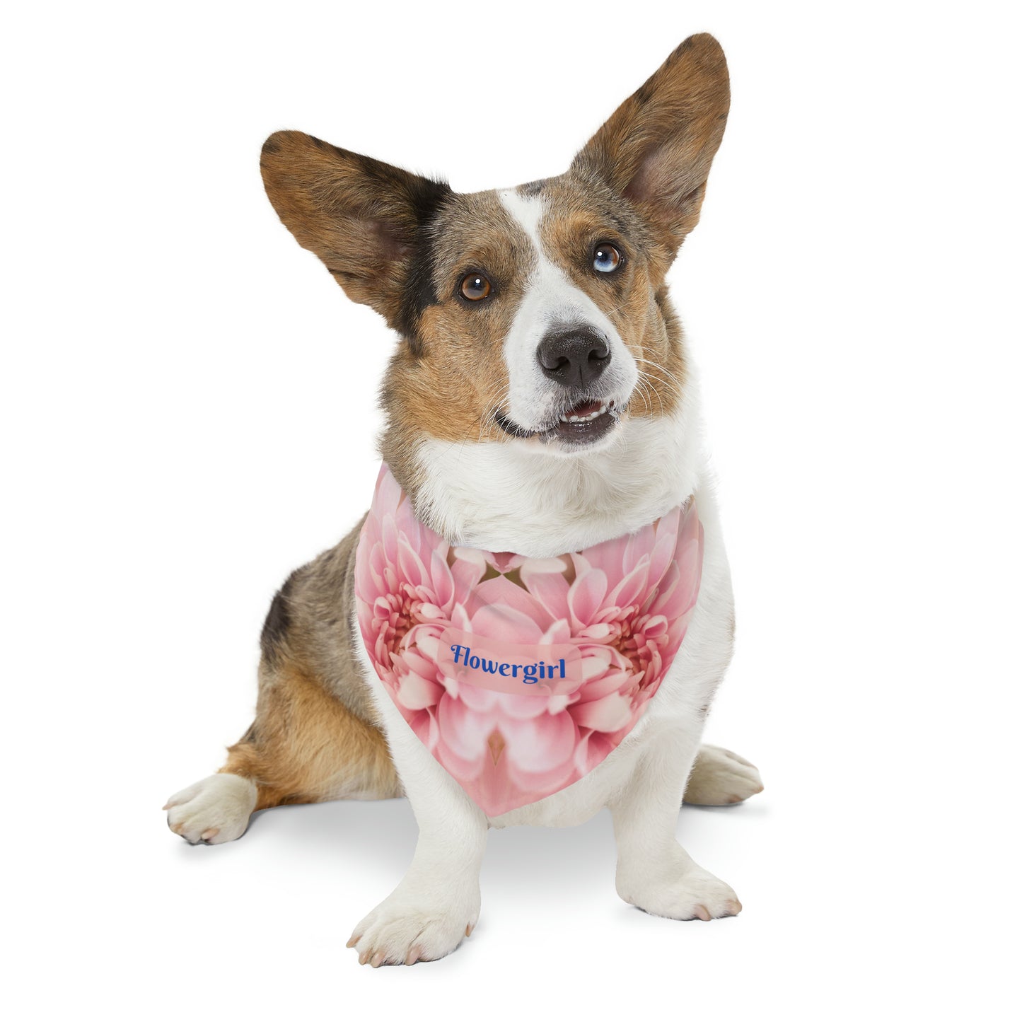 Bridal Bandana COLLAR, Pink Floral "Flowergirl" Sublimation Design, Engagement Parties, Weddings, Mother of the Bride Gift