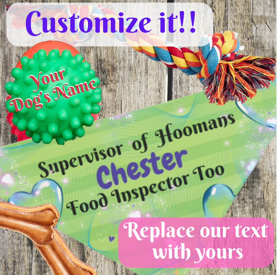 Neon Green Customizable Pet Bandana with Funny "Supervisor of Hoomans" Design, Personalize Text, Special Occasion Pet Accessory, Pet Lover Dog Mom Gift