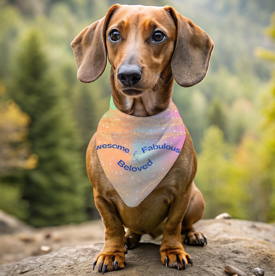 Sweet "My Breed Is Lovergirl" Pet Bandana, Orange with Heart and Pawprints, Animal Lover Cat Lady Dog Mom Gift