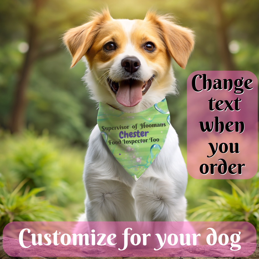 Neon Green Customizable Pet Bandana with Funny "Supervisor of Hoomans" Design, Personalize Text, Special Occasion Pet Accessory, Pet Lover Dog Mom Gift