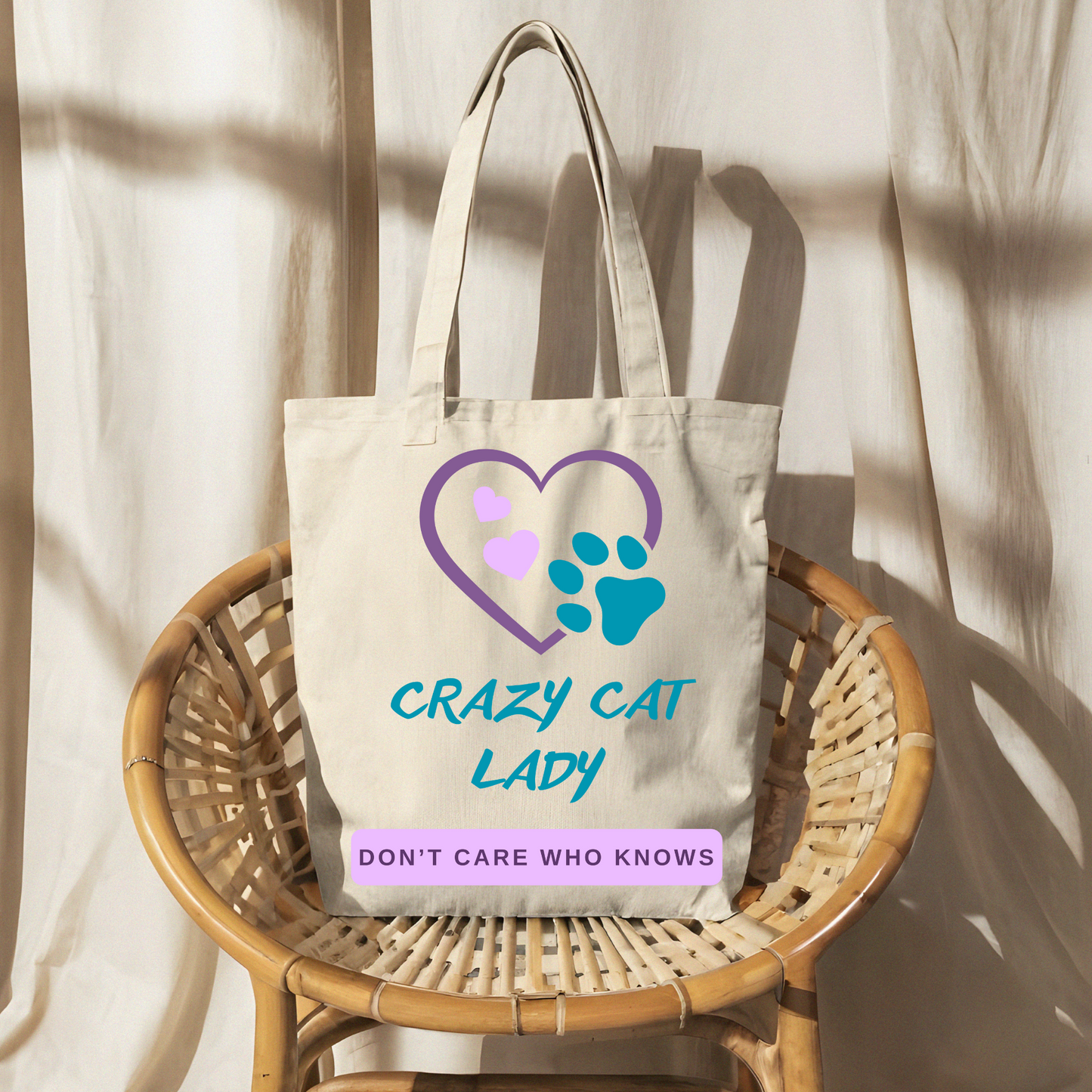 Canvas Wrist Purse for On-the-Go Cat Ladies - "Crazy Cat Lady" motif