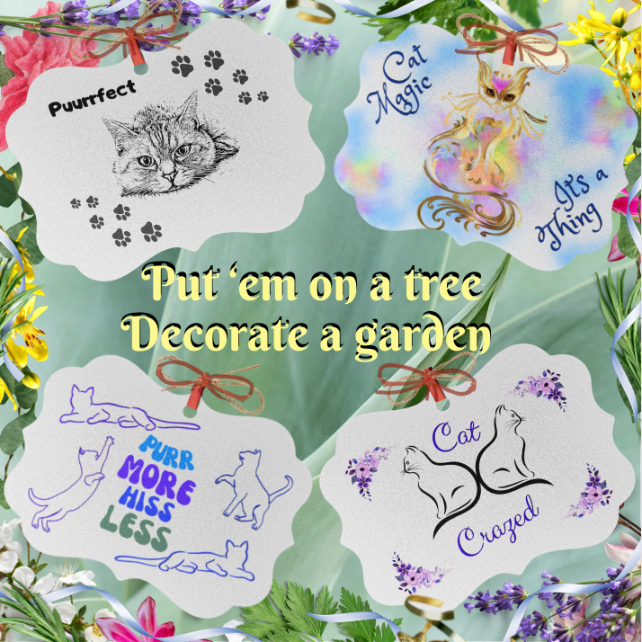 Aluminum "Cat-Crazed" Christmas Ornament, Great Cat Lady Mom Gift, Single or Set of 5,10
