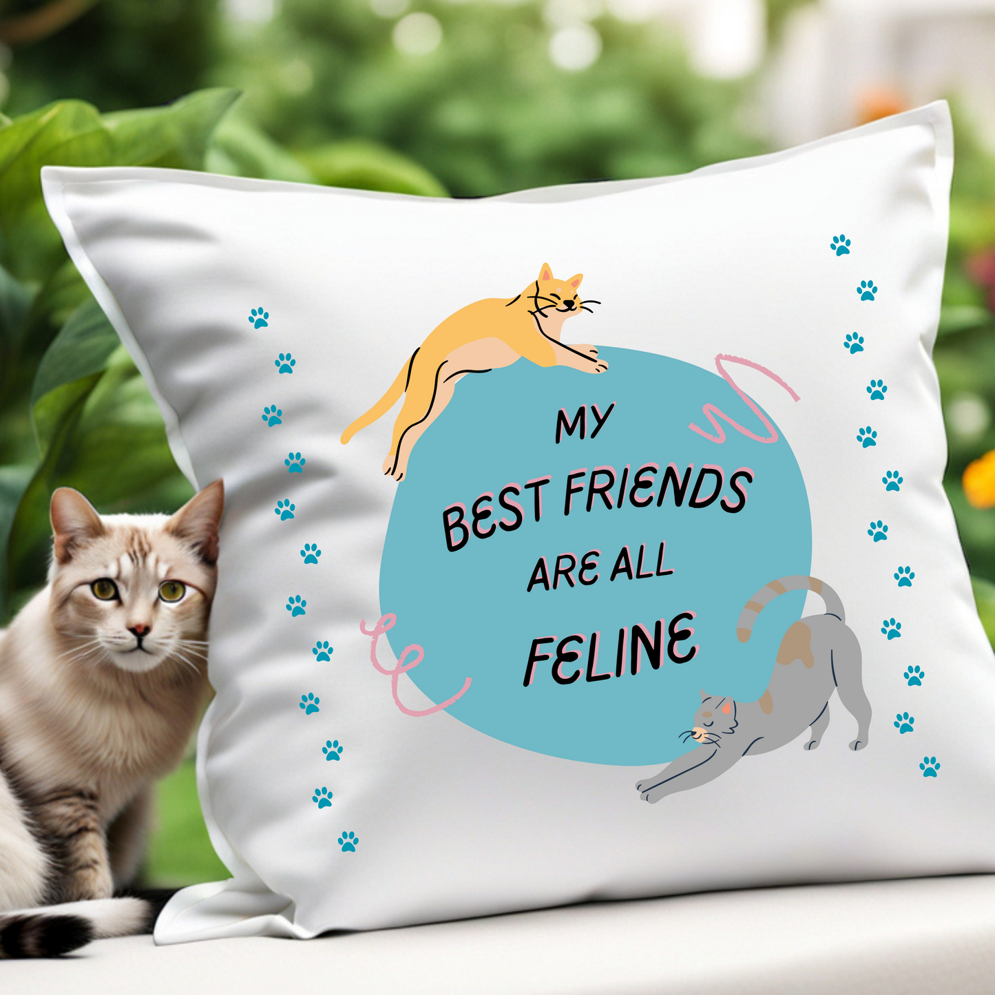 Canvas Cat Lady Tote–"My Best Friends Are All Feline" Slogan
