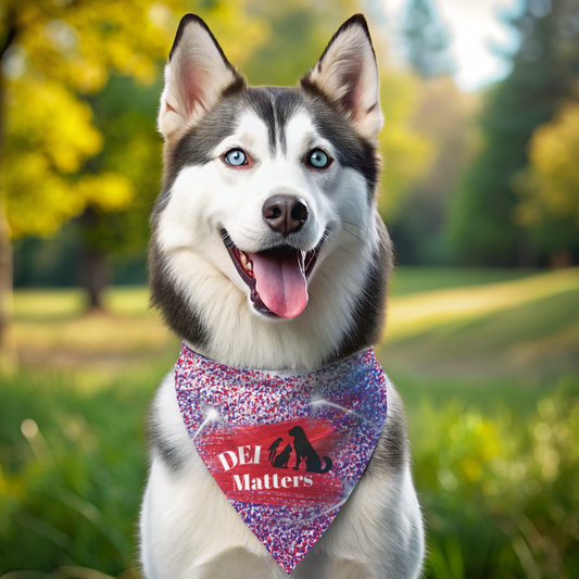 Pro-Democracy Pet Bandana With DEI MATTERS Slogan Celebrates Diversity For People And Pets Patriotic Blue Star-Spangled Design Dog Mom Gift