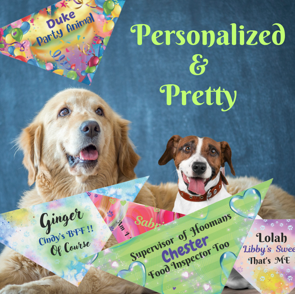 Touch-of-Purple Customizable Pet Bandana, Replace "Lolah, Libby's Sweetie" with Your Dog's Name and Your Own or Write a Unique Slogan, Terrific Personalized Pet Lover Dog Mom Gift