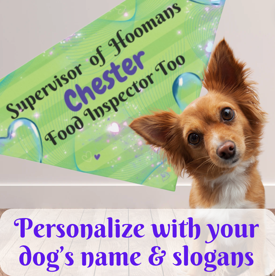 Neon Green Customizable Pet Bandana with Funny "Supervisor of Hoomans" Design, Personalize Text, Special Occasion Pet Accessory, Pet Lover Dog Mom Gift
