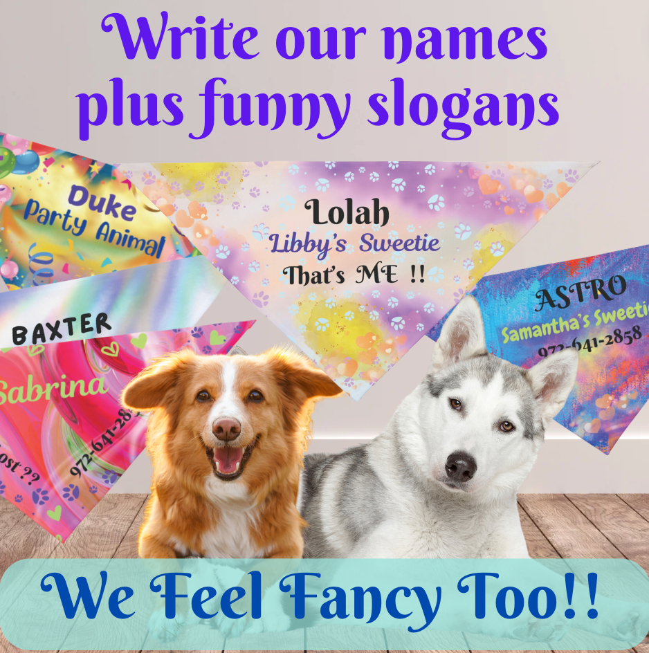 Touch-of-Purple Customizable Pet Bandana, Replace "Lolah, Libby's Sweetie" with Your Dog's Name and Your Own or Write a Unique Slogan, Terrific Personalized Pet Lover Dog Mom Gift