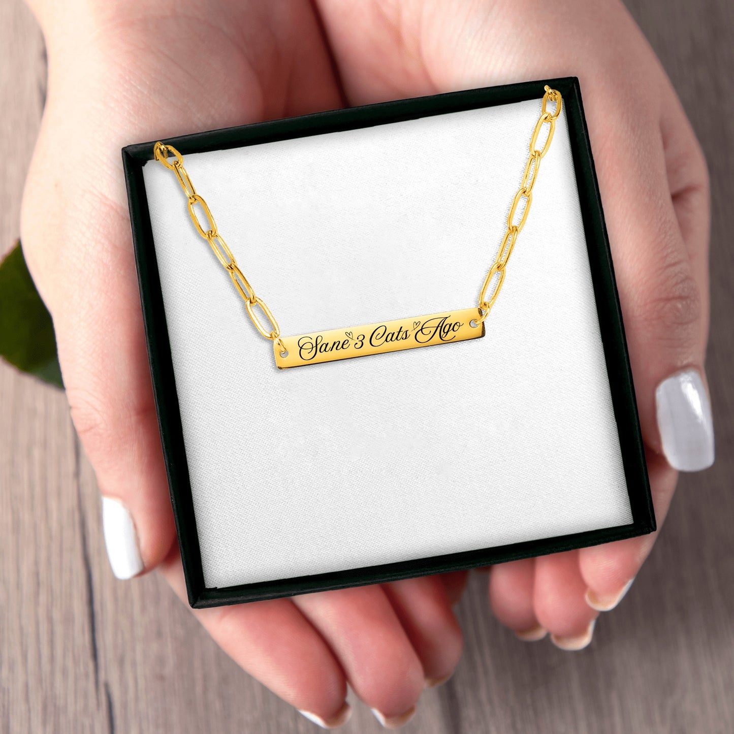 SANE 3 CATS AGO Cat Lover Necklace With Paperclip Chain Available in Gold, Rose Or Silver