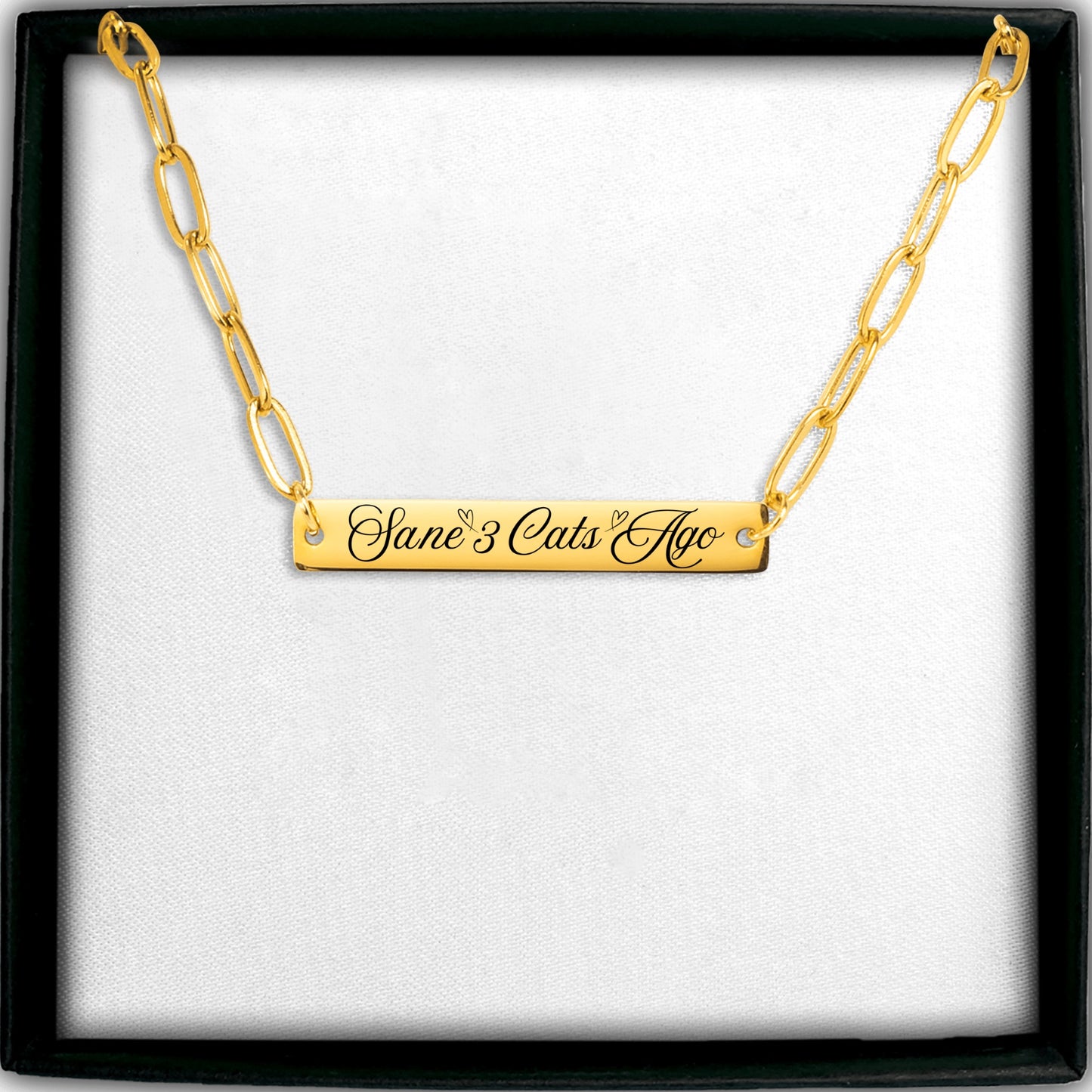 SANE 3 CATS AGO Cat Lover Necklace With Paperclip Chain Available in Gold, Rose Or Silver