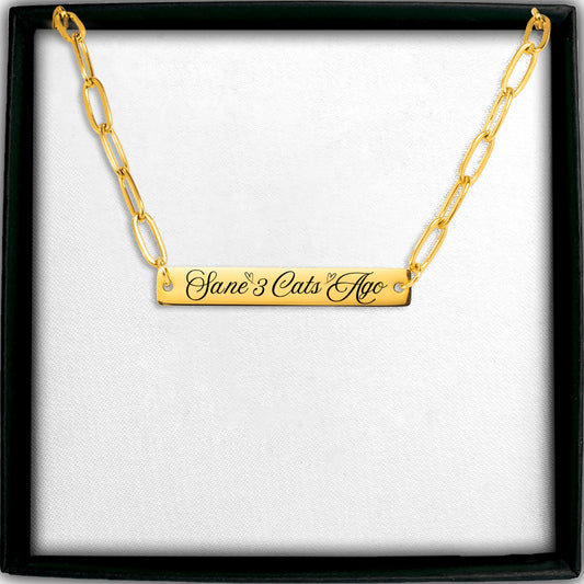 SANE 3 CATS AGO Cat Lover Necklace With Paperclip Chain Available in Gold, Rose Or Silver