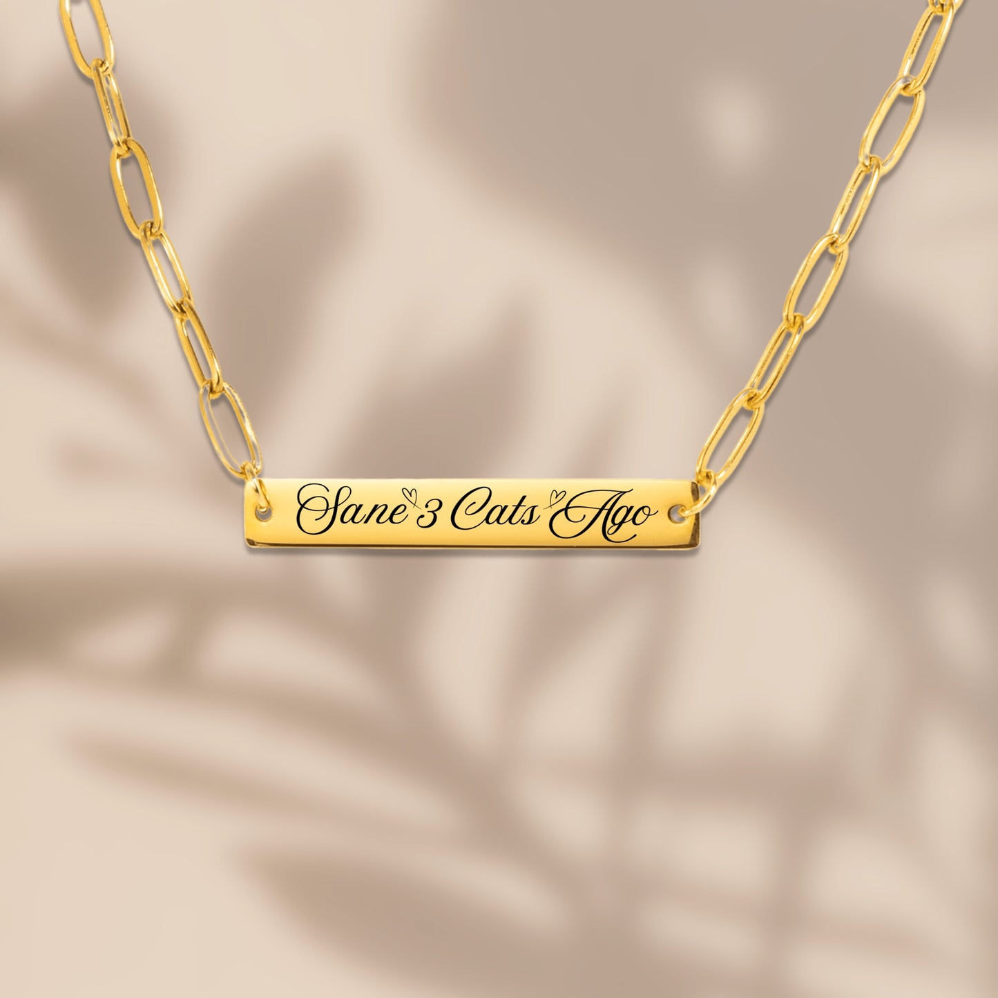 SANE 3 CATS AGO Cat Lover Necklace With Paperclip Chain Available in Gold, Rose Or Silver